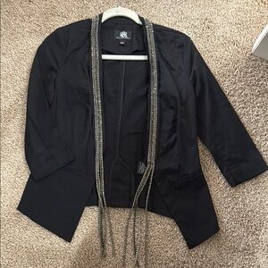 Rock & Republic Elegant Black Women's blazer with hanging rhinestone detail